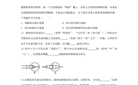 第4节眼睛和眼镜（原卷版）_初物_人教版初中物理初二三同步讲义习题练习八九年级电子资料word素材_20250116_181533_A017&mdash;&mdash;人教版初中物理初二三教案讲义专项练习八九年级电子版word资料
