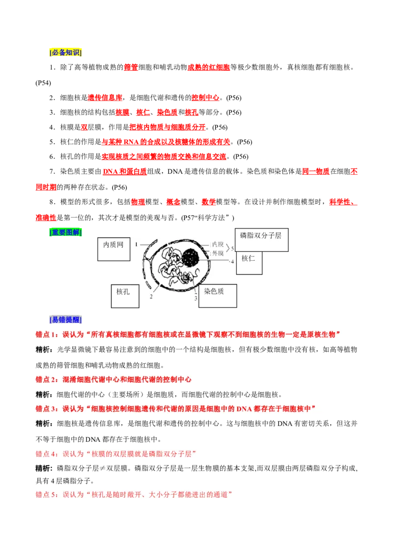 第3章细胞的基本结构（背诵版）_2025年新高考资料_专项复习_晨读晚默备战2025年高考生物必背知识清单_第3章细胞的基本结构-晨读晚默备战2025年高考生物必背知识清单