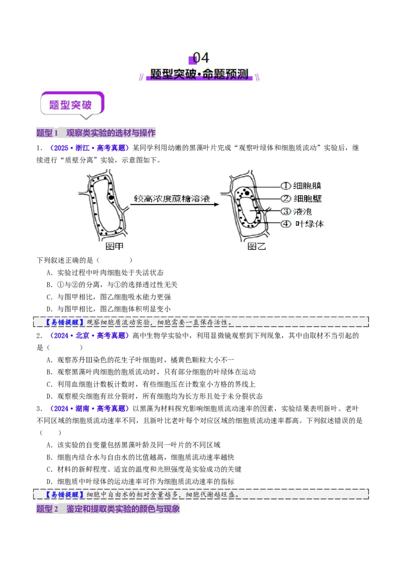 第19讲+教材基础实验（讲义）（原卷版）_2025年新高考资料_二轮复习_01高考语文等多个文件_上好课2025年高考生物二轮复习讲练测（新高考通用）