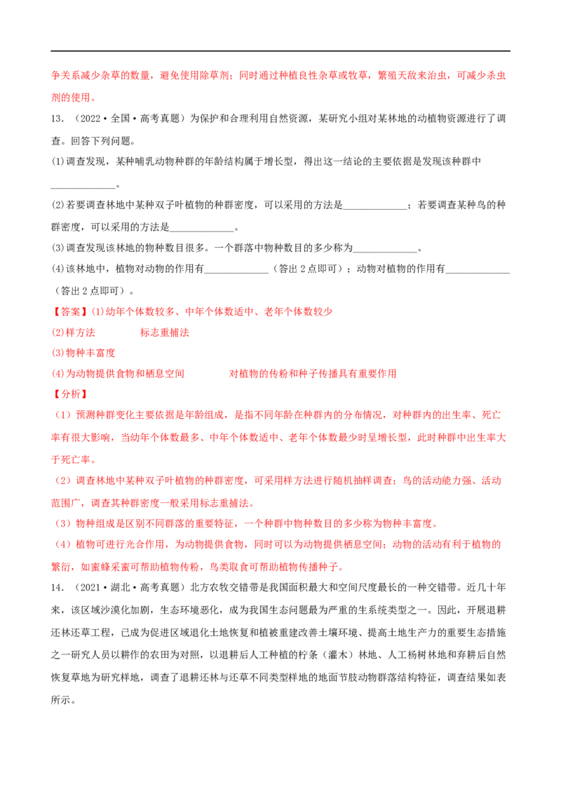 第28练群落及其演替（解析版）_新高考复习资料_2023年新高考复习资料_一轮复习_2023年高考生物一轮复习小题多维练（新高考专用）