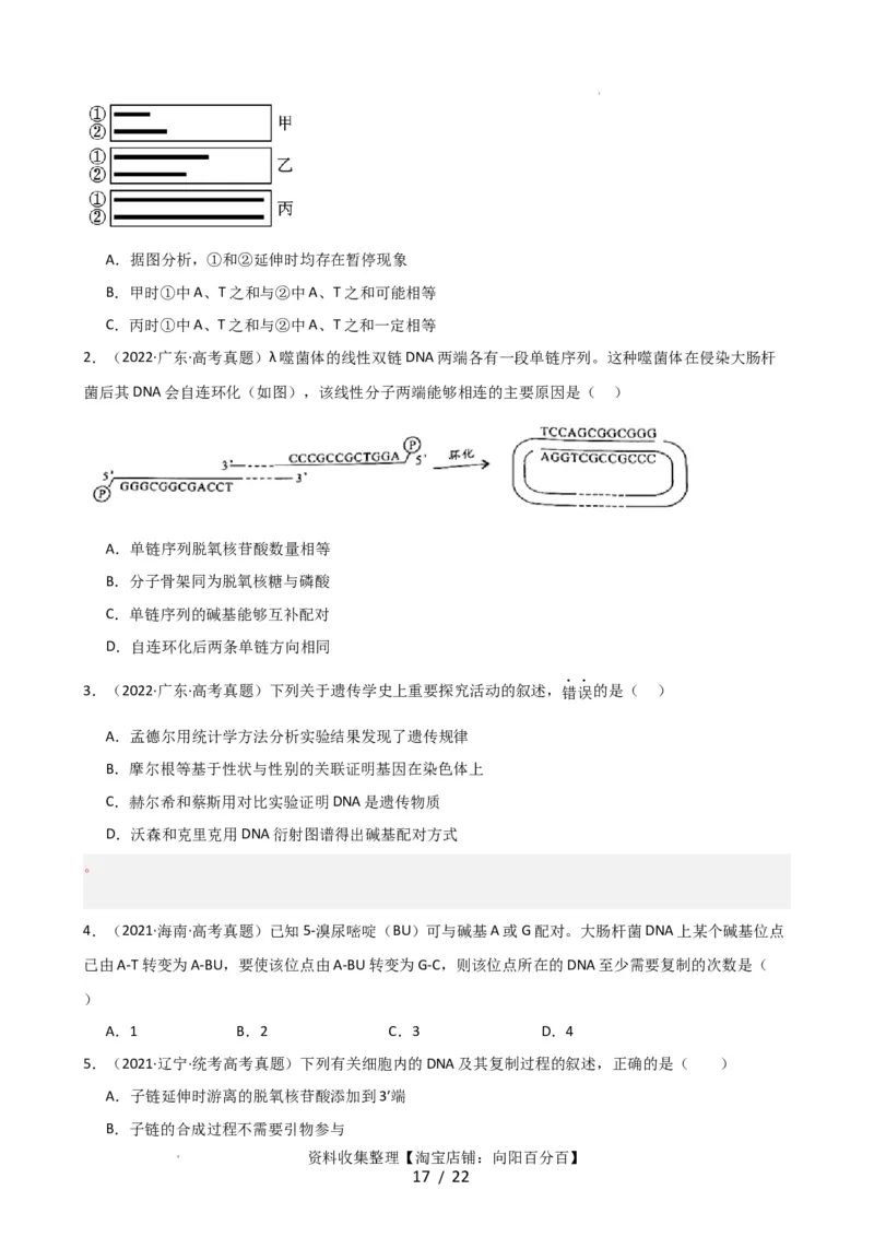 第21讲DNA分子的结构、复制与基因的本质（讲义）（学生版）_新高考复习资料_2024年新高考复习资料_一轮复习资料_完2024年高考生物一轮复习讲练测(课件+讲义+练习)（新高考）