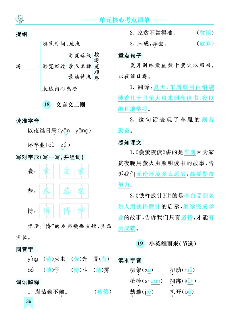 第六单元核心考点清单_部编人教版4年级下册语文_（赠送）新版-2025年2月四年级下册语文资料(课件+教案)(赠送资料-不需要就不下载)_6.第六单元_单元复习_第六单元知识小结