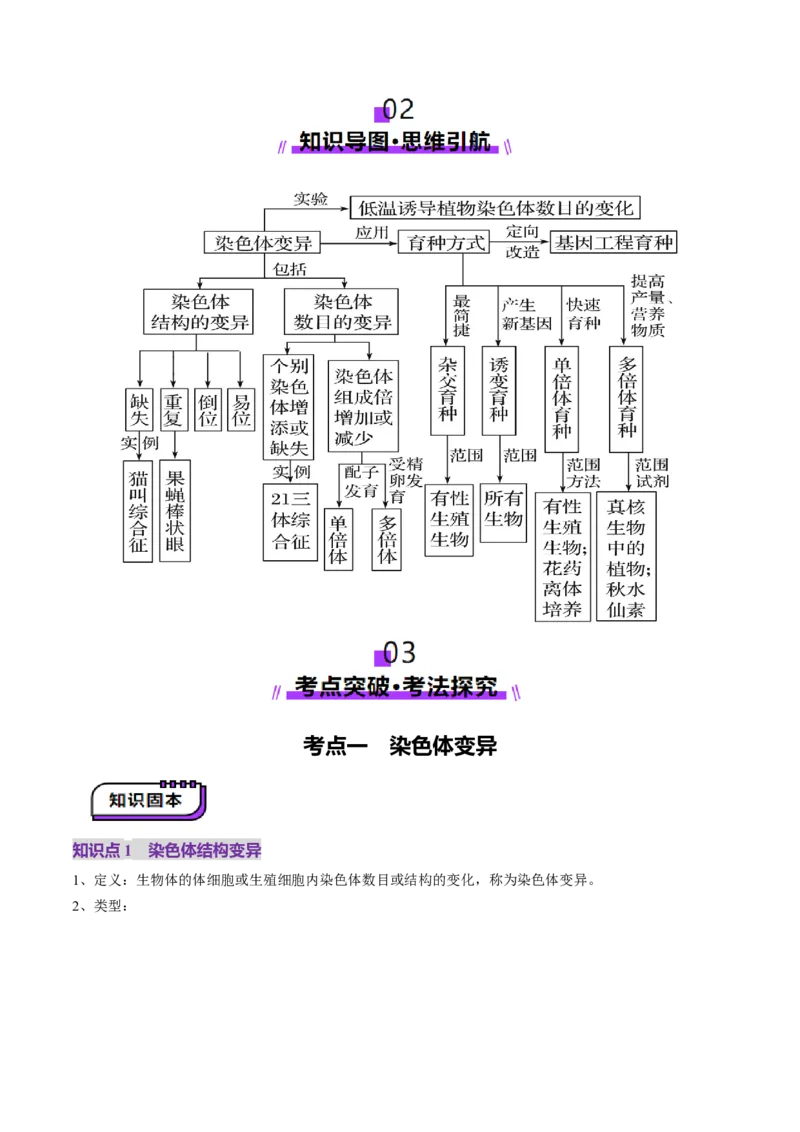 第22讲生物的变异（第二课时，染色体变异）（讲义）（解析版）_2025年新高考资料_一轮复习_2025年高考生物一轮复习讲练测（新教材新高考）
