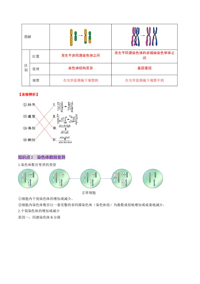 第22讲生物的变异（第二课时，染色体变异）（讲义）（解析版）_2025年新高考资料_一轮复习_2025年高考生物一轮复习讲练测（新教材新高考）