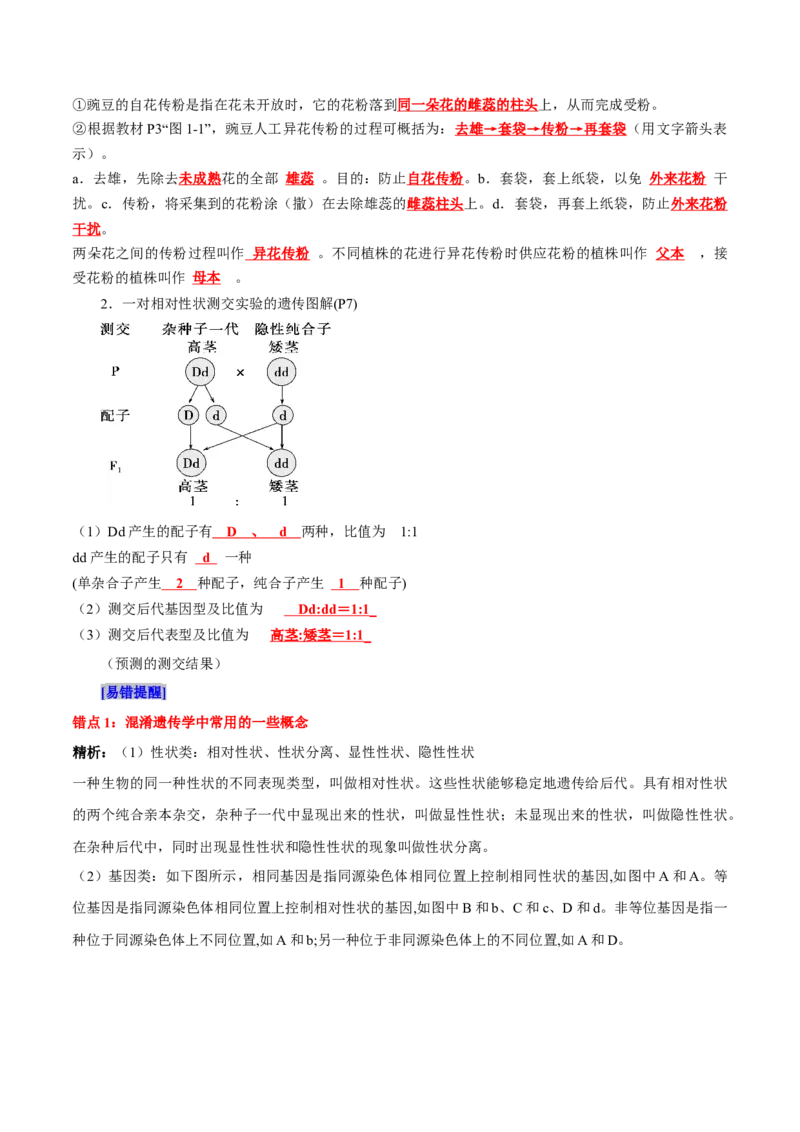 第1章遗传因子的发现（背诵版）_2025年新高考资料_专项复习_晨读晚默备战2025年高考生物必背知识清单_第1章遗传因子的发现-晨读晚默备战2025年高考生物必背知识清单