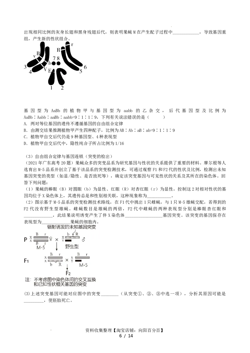 第17.2讲基因的自由组合定律相关题型（讲义）（学生版）_新高考复习资料_2024年新高考复习资料_一轮复习资料_完2024年高考生物一轮复习讲练测(课件+讲义+练习)（新高考）_讲义+练习