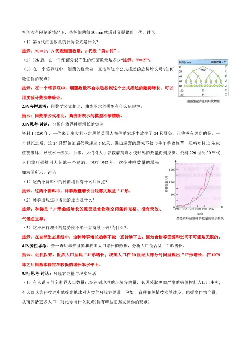 第1章种群及其动态-查漏补缺2023年高考生物一轮复习教材必背细节与旁栏思考梳理汇总（新教材）（答案版）_新高考复习资料_2023年新高考复习资料_一轮复习