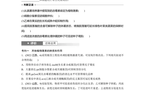 第八单元　第45课时　其他植物激素_2025年新高考资料_一轮复习_2025大一轮复习讲义+课件（完结）_2025大一轮复习讲义生物学生用书Word版文档整书_2025大一轮复习讲义