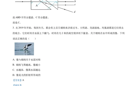 精品解析：第四章光现象-单元测（解析版）_初物_2024人教版初中物理八九年级上下册课件教案PPT试题电子版资料_八年级上册试卷_单元试卷_第四章