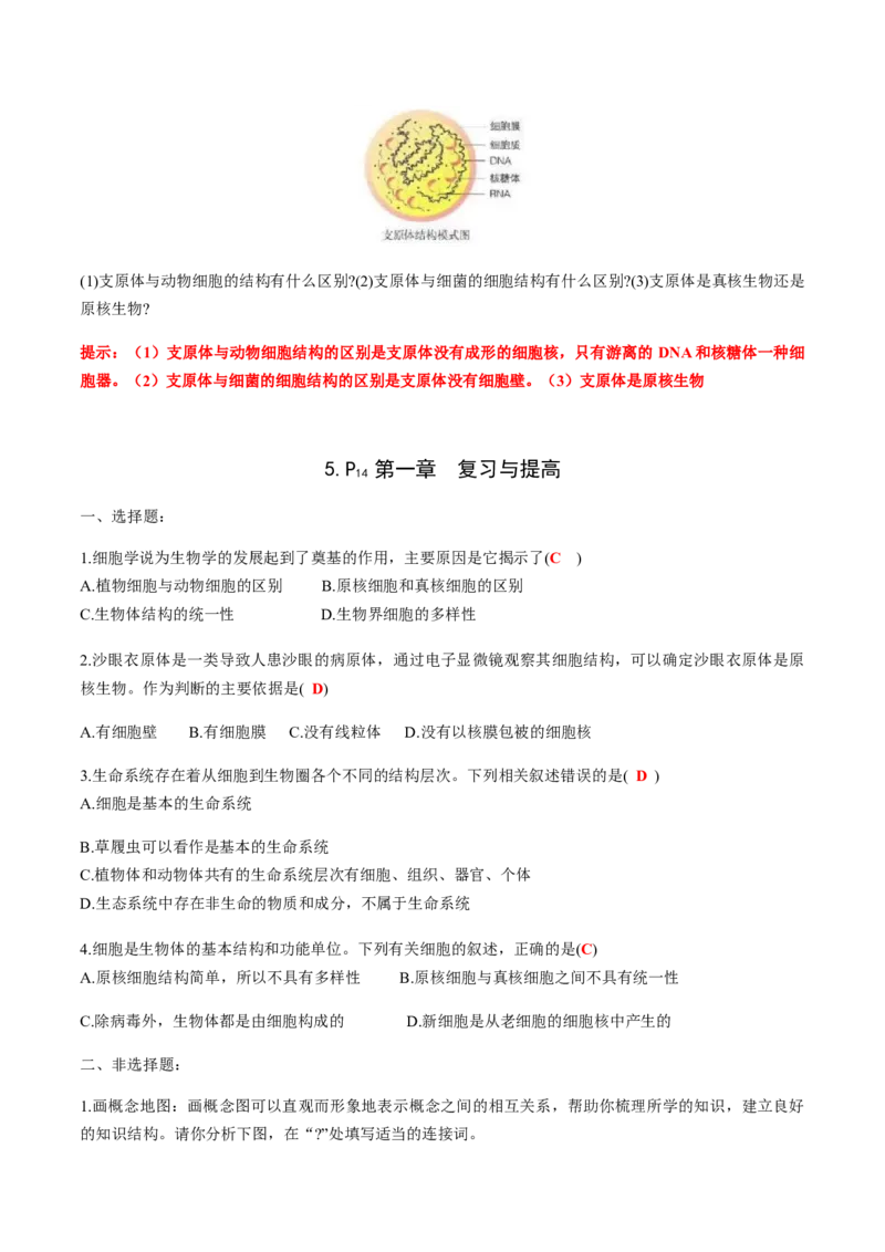 第一章走进细胞-查漏补缺2023年高考生物一轮复习教材必背细节与旁栏思考梳理汇总（新教材）（带答案）_新高考复习资料_2023年新高考复习资料_一轮复习