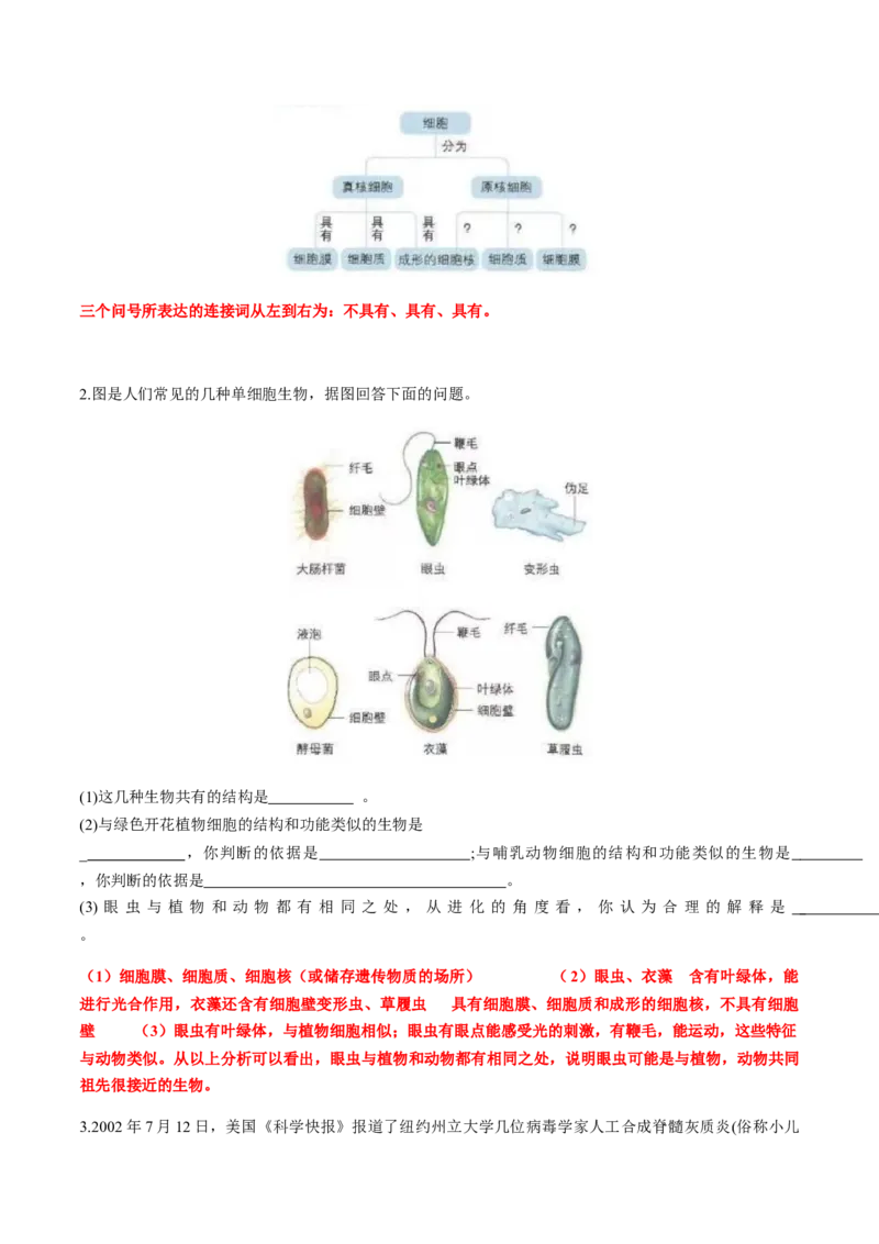 第一章走进细胞-查漏补缺2023年高考生物一轮复习教材必背细节与旁栏思考梳理汇总（新教材）（带答案）_新高考复习资料_2023年新高考复习资料_一轮复习