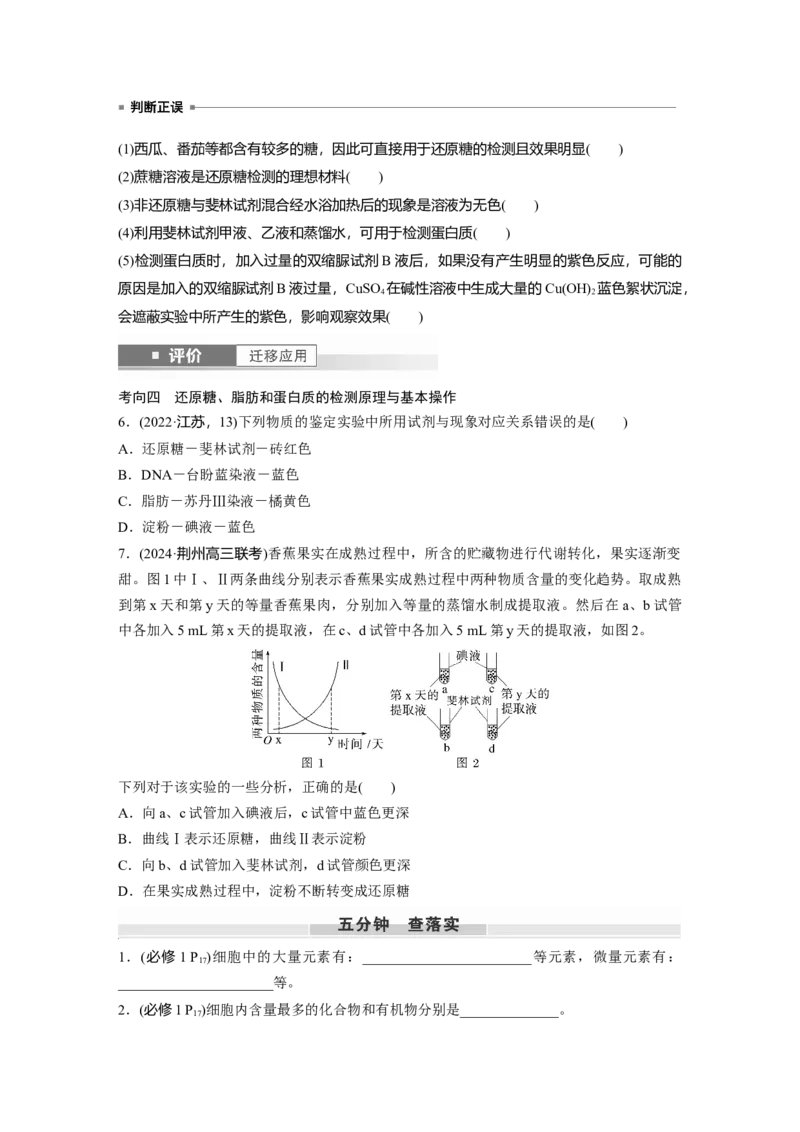 第一单元　第2课时　组成细胞的元素和化合物_2025年新高考资料_一轮复习_2025大一轮复习讲义+课件（完结）_2025大一轮复习讲义生物学生用书Word版文档整书_2025大一轮复习讲义