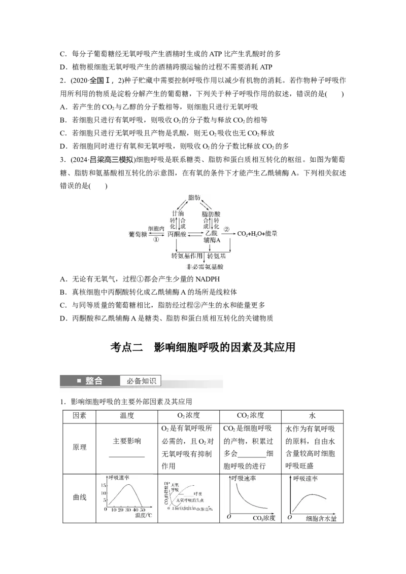 第三单元　第14课时　无氧呼吸、细胞呼吸的影响因素及其应用_新高考复习资料_2025年新高考资料_2025新高考一轮复习生物_2025大一轮复习讲义生物人教版学生用书Word版文档整书