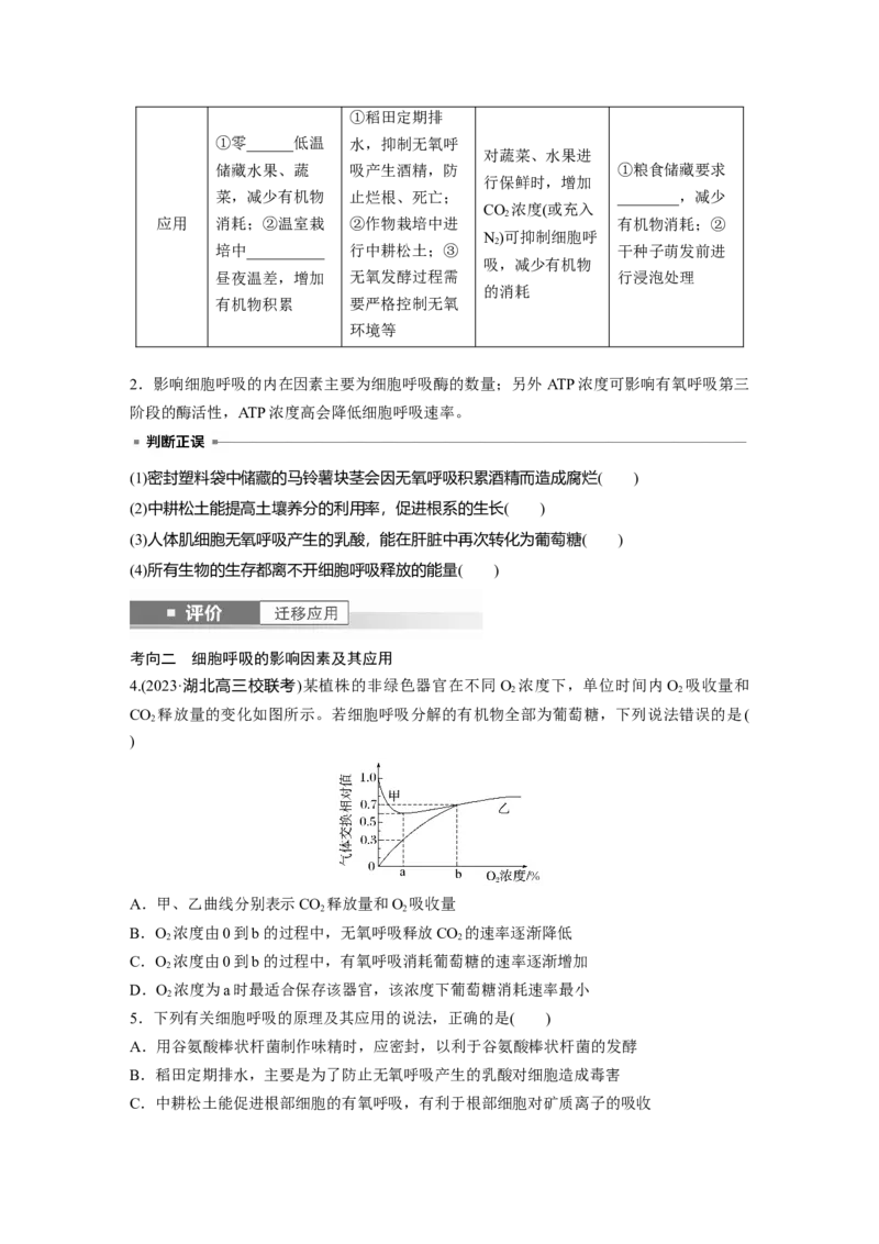 第三单元　第14课时　无氧呼吸、细胞呼吸的影响因素及其应用_新高考复习资料_2025年新高考资料_2025新高考一轮复习生物_2025大一轮复习讲义生物人教版学生用书Word版文档整书