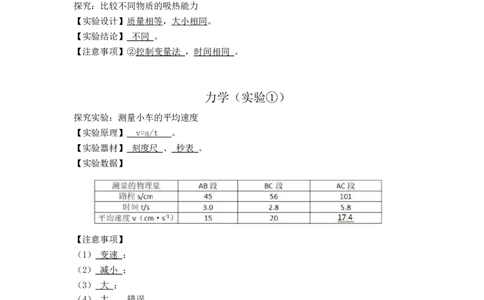 答案-实验小纸条31个必考_初物_2024全新设计物理八九年级全册每日默写打卡和实验小纸条电子版资料_初中物理每日默写卡＋实验小纸条