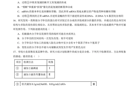 第一单元细胞的概述及其组成分子（测试）（原卷版）_2025年新高考资料_一轮复习_2025年高考生物一轮复习讲练测（新教材新高考）