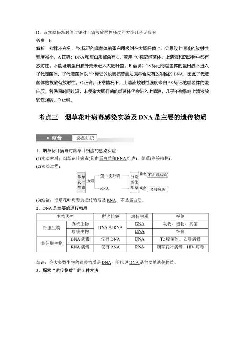 第六单元　第29课时　DNA是主要的遗传物质_2025年新高考资料_一轮复习_2025大一轮复习讲义+课件（完结）_2025大一轮复习讲义生物教师用书Word版文档整书_配套Word版文档第三~六单元