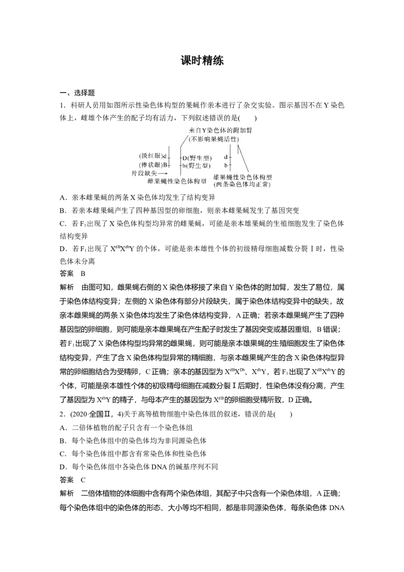 第七单元　第34课时　染色体变异_2025年新高考资料_一轮复习_2025大一轮复习讲义+课件（完结）_2025大一轮复习讲义生物教师用书Word版文档整书_配套Word版文档第七~十单元