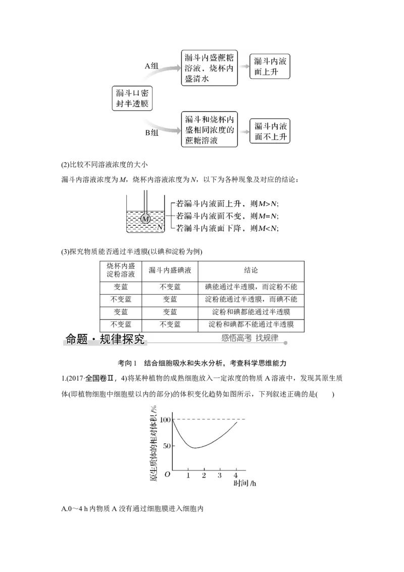 第6讲　物质进出细胞的方式_新高考复习资料_2023年新高考复习资料_一轮复习_2023年新高考大一轮复习讲义_2023年高考生物一轮复习讲义（新人教新高考）_赠补充习题