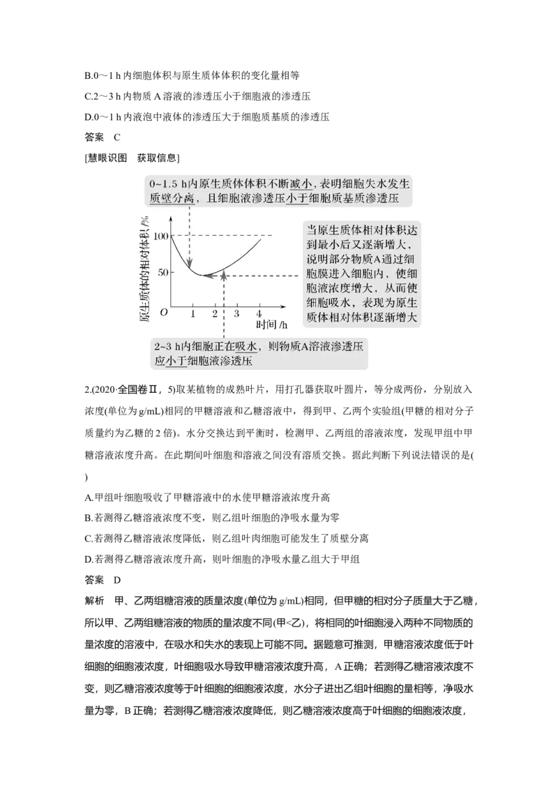第6讲　物质进出细胞的方式_新高考复习资料_2023年新高考复习资料_一轮复习_2023年新高考大一轮复习讲义_2023年高考生物一轮复习讲义（新人教新高考）_赠补充习题