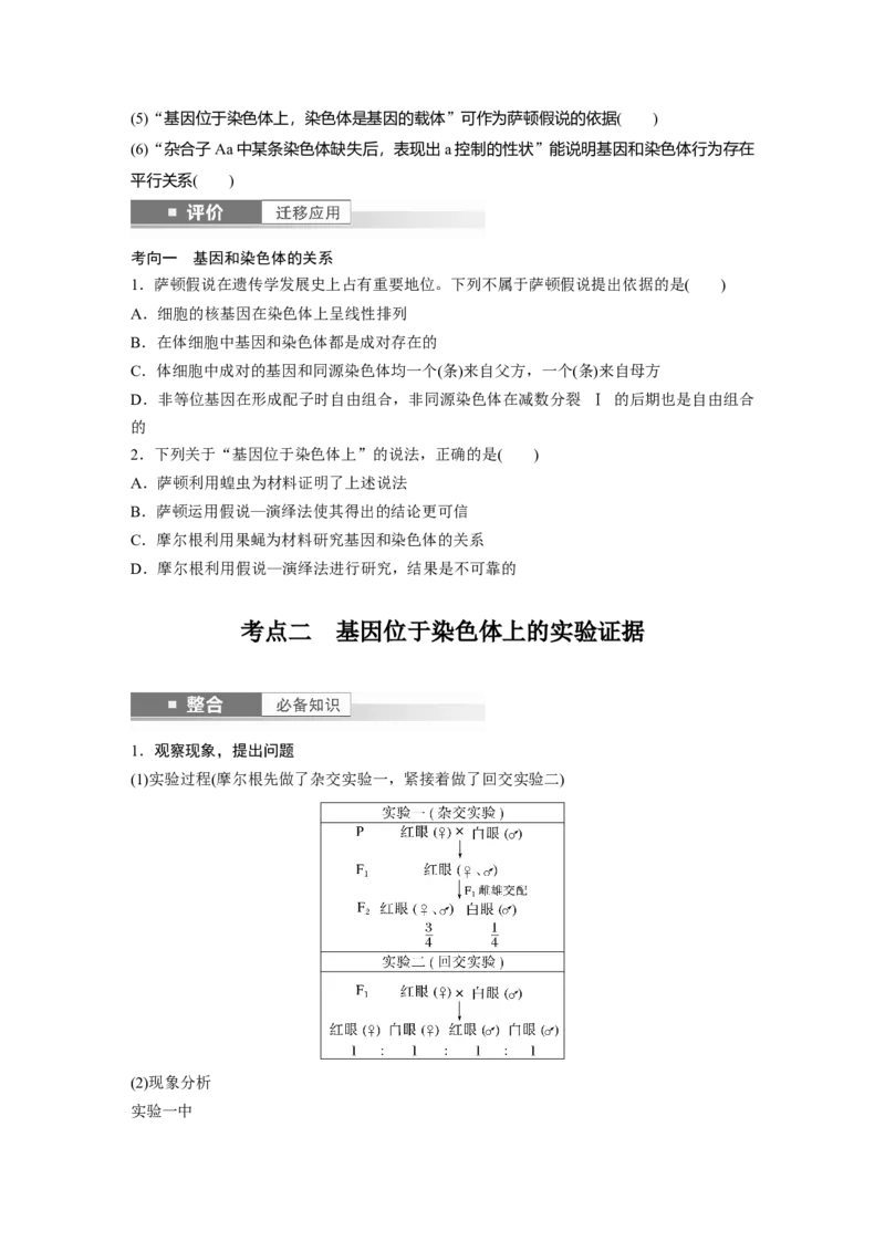 第五单元　第27课时　基因在染色体上_2025年新高考资料_一轮复习_2025大一轮复习讲义+课件（完结）_2025大一轮复习讲义生物学生用书Word版文档整书_2025大一轮复习讲义
