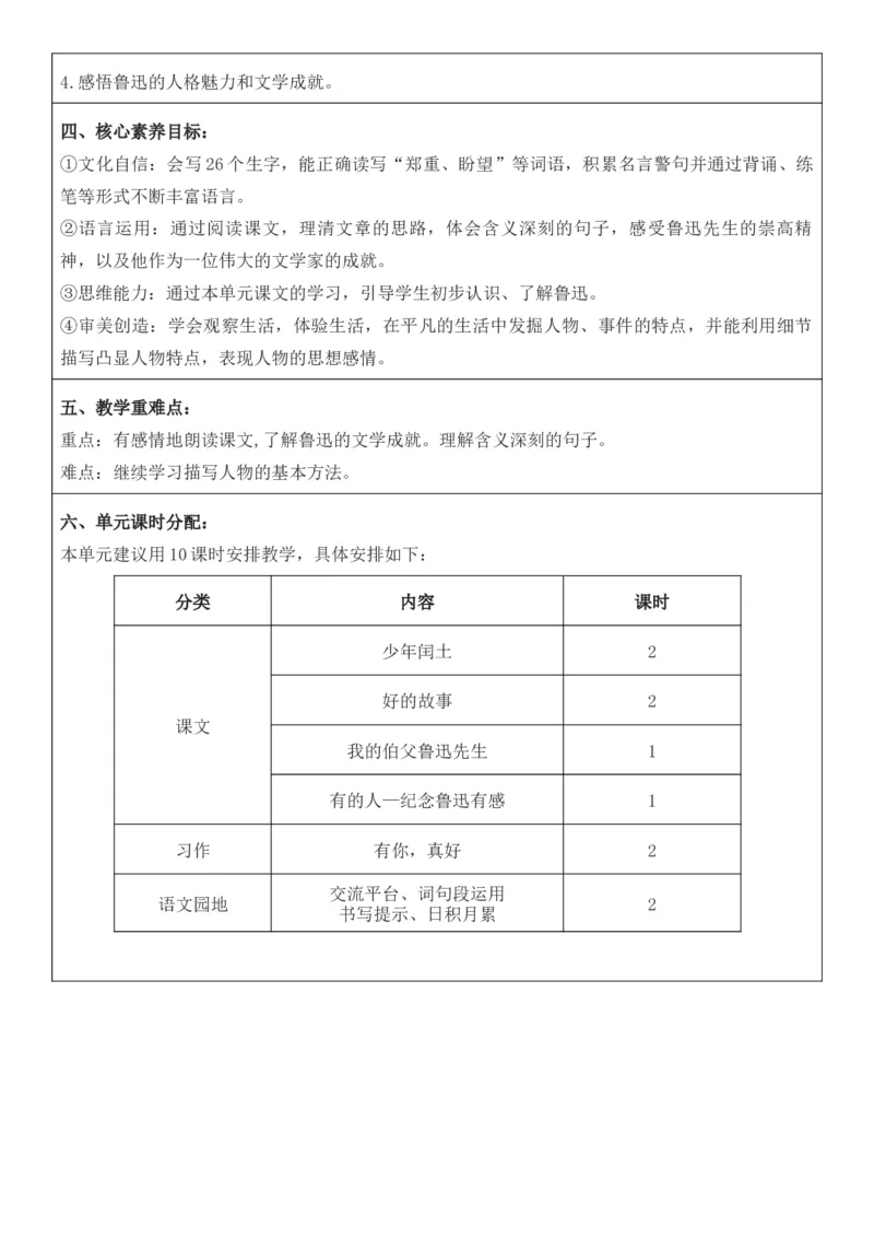 2025年秋期部编人教版6年级上册语文全册核心素养教案（教学反思有内容+二次备课版）_六年级上册
