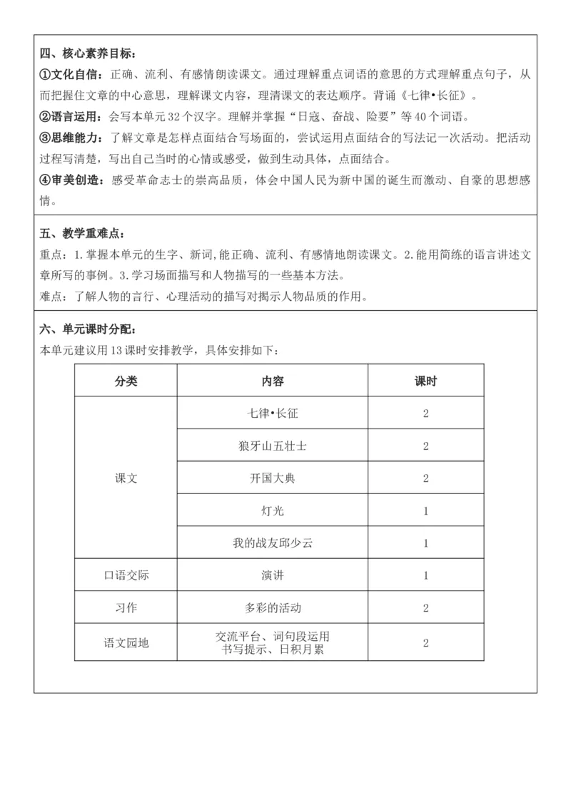 2025年秋期部编人教版6年级上册语文全册核心素养教案（教学反思有内容+二次备课版）_六年级上册