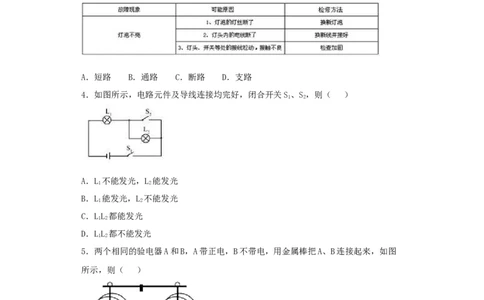 第十五章《电流和电路》测试题(含答案)_初物_1初中物理