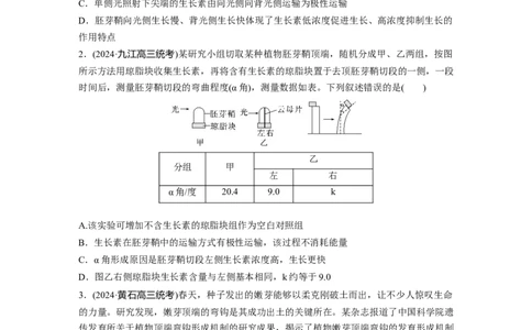 第八单元　课时练44　植物生长素_2025年新高考资料_一轮复习_2025大一轮复习讲义+课件（完结）_2025大一轮复习讲义生物学生用书Word版文档整书_2025一轮复习73练