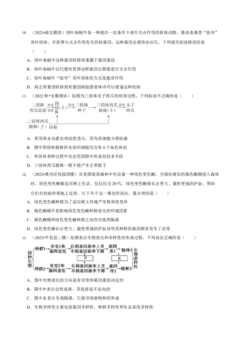第8讲生物的变异、育种与进化（检测）（原卷版）_新高考复习资料_2023年新高考复习资料_二轮复习_2023年高考生物二轮复习讲练测（新教材专用）