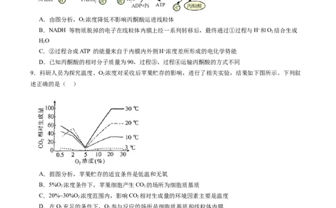第三单元细胞的能量供应和利用（测试）（原卷版）_2025年新高考资料_一轮复习_2025年高考生物一轮复习讲练测（新教材新高考）