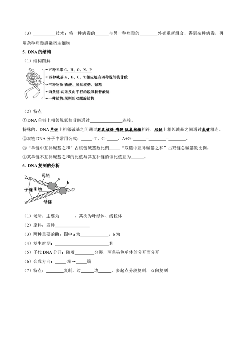 第6讲遗传的分子基础（讲练）-2023年高考生物二轮复习讲练测（新教材专用）（原卷版）_新高考复习资料_2023年新高考复习资料_二轮复习_2023年高考生物二轮复习讲练测（新教材专用）