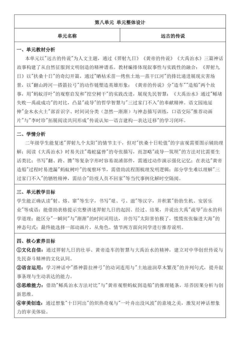 （新教材）2026年春期部编人教版二年级下册语文第8单元核心素养教案（反思无内容）_部编人教版2年级下册语文_2026年春期-2年级下册教案_单元教案