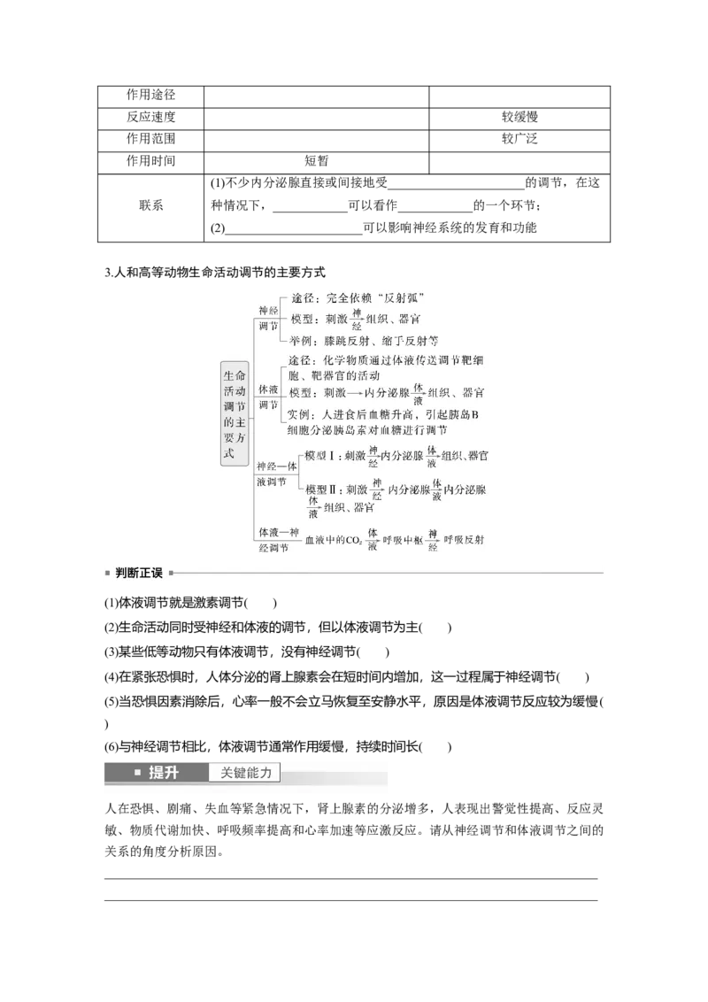 第八单元　第41课时　体液调节与神经调节的关系_2025年新高考资料_一轮复习_2025大一轮复习讲义+课件（完结）_2025大一轮复习讲义生物学生用书Word版文档整书_2025大一轮复习讲义