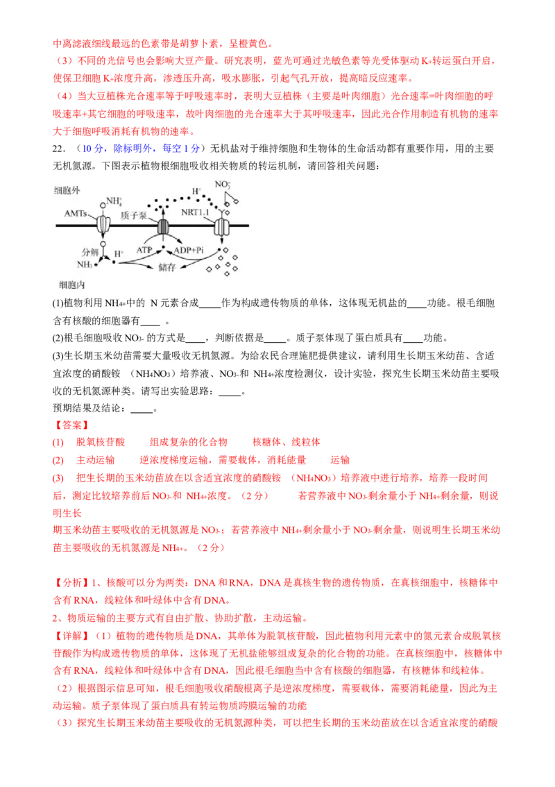 第一单元细胞的概述及其组成分子（测试）（解析版）_2025年新高考资料_一轮复习_2025年高考生物一轮复习讲练测（新教材新高考）