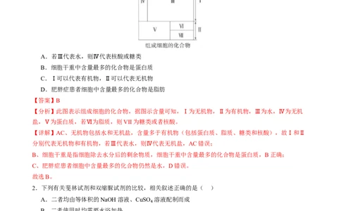 第一单元细胞的概述及其组成分子（测试）（解析版）_2025年新高考资料_一轮复习_2025年高考生物一轮复习讲练测（新教材新高考）