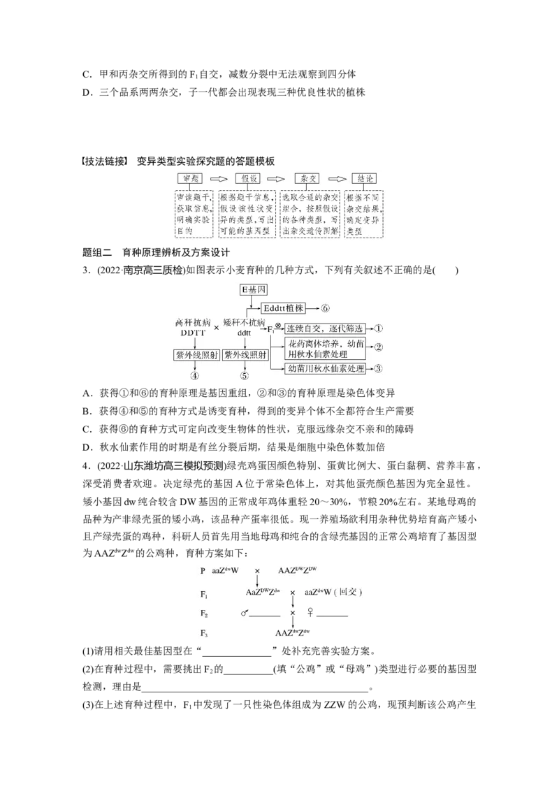 第一篇专题五考点二　可遗传变异与育种_通用版（老高考）复习资料_2023年复习资料_二轮复习_2023年高考生物二轮复习讲义+课件（全国版）_2023年高考生物二轮复习讲义（全国版）_学生版