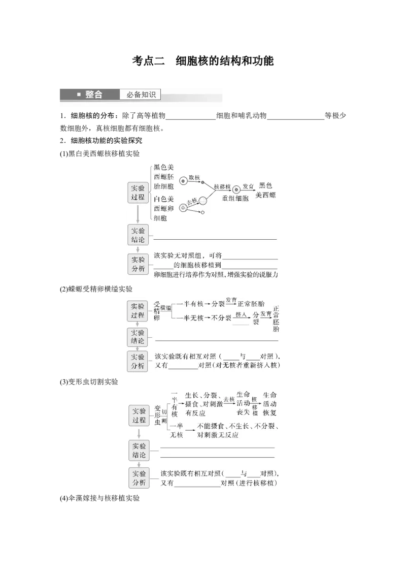 第二单元　第6课时　细胞膜与细胞核的结构和功能_2025年新高考资料_一轮复习_2025大一轮复习讲义+课件（完结）_2025大一轮复习讲义生物学生用书Word版文档整书_2025大一轮复习讲义