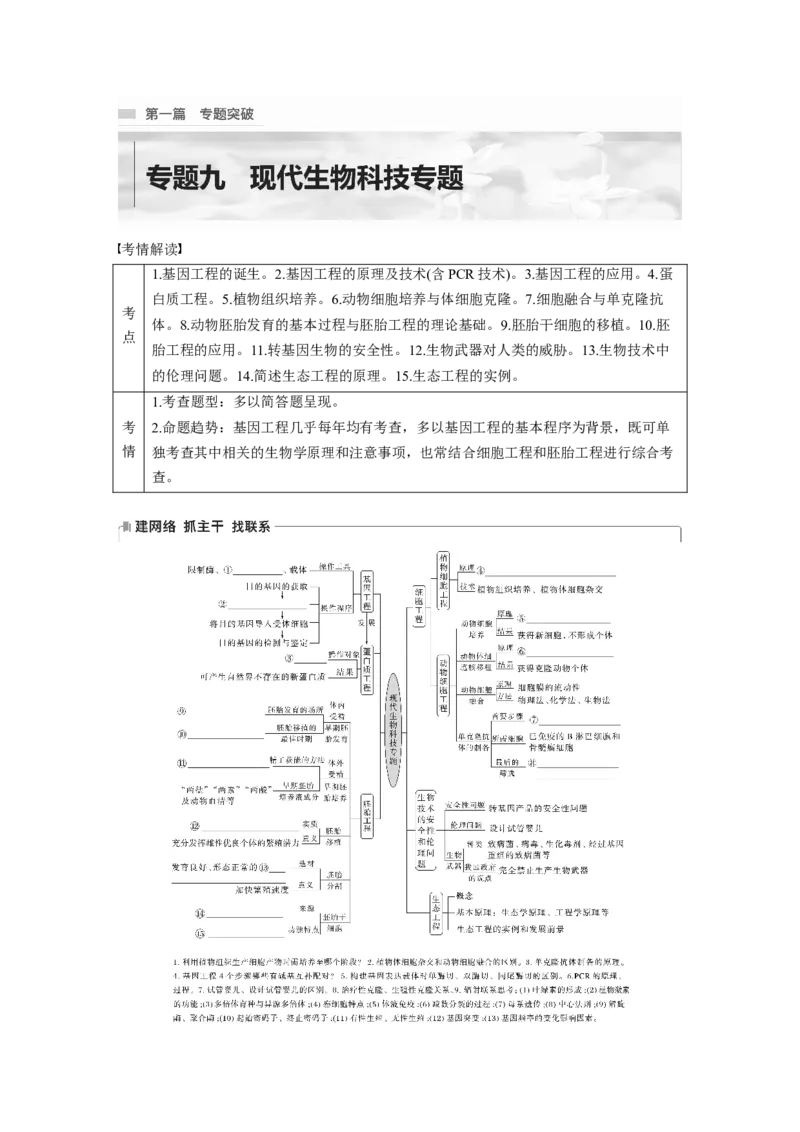 第一篇专题九考点一　基因工程(含PCR技术与应用)_通用版（老高考）复习资料_2023年复习资料_二轮复习_2023年高考生物二轮复习讲义+课件（全国版）_学生版_大二轮专题复习讲义