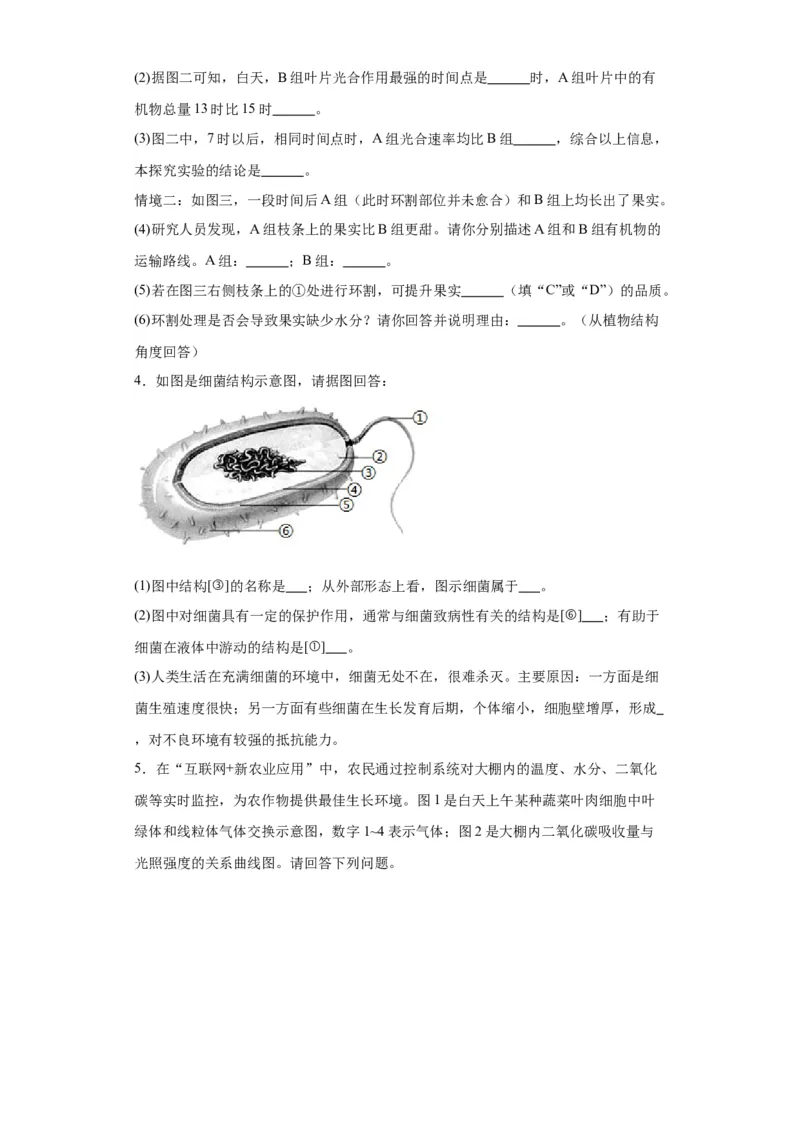 2024年中考生物专题复习：综合题（含答案）_6生物中考复习_2024年中考复习资料_二轮复习_备考2024中考生物二轮复习题型突破专练