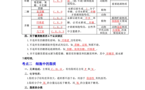 第5讲细胞中的糖类和脂质-精准备考备战2023年高考生物一轮复习精品讲义（生物学必修1）（解析版）_通用版（老高考）复习资料_2023年复习资料_一轮复习