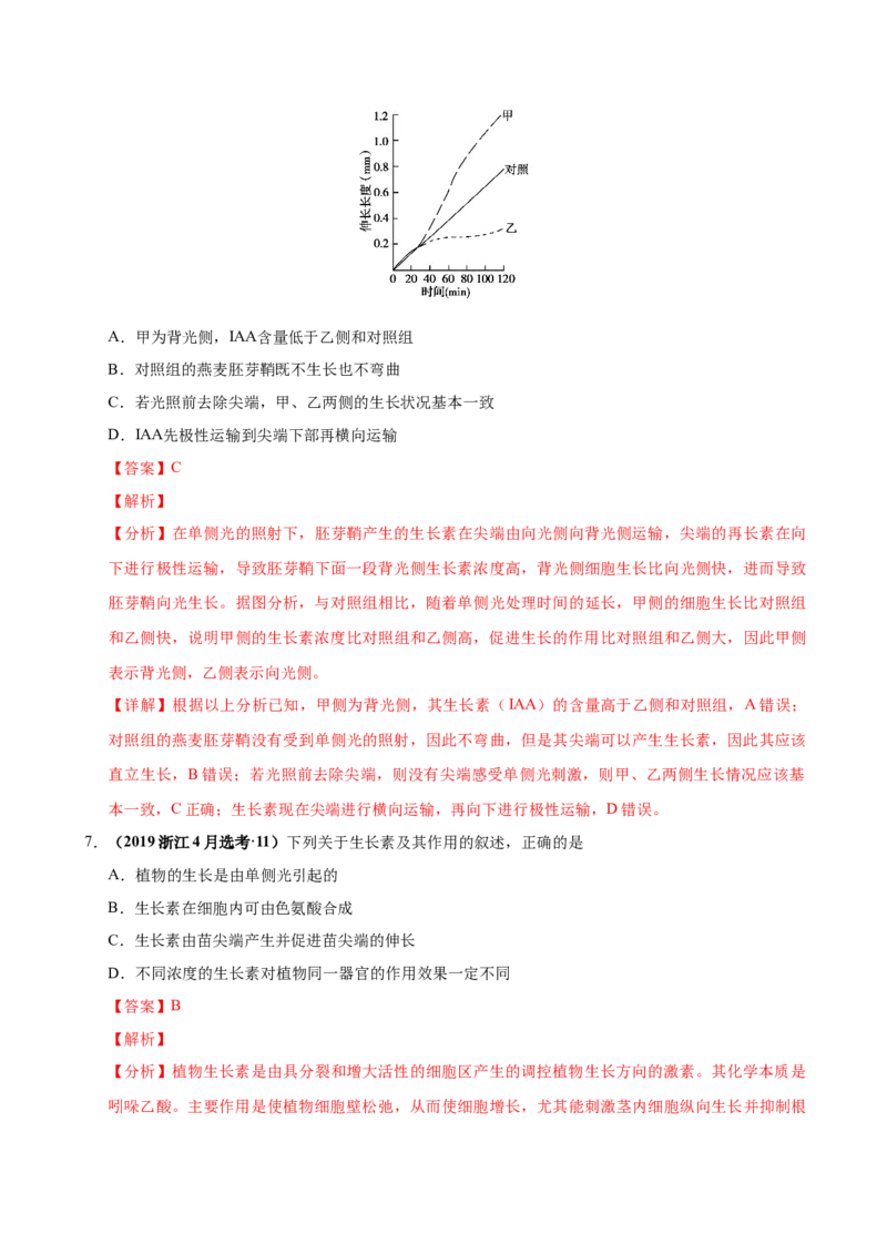 第九单元植物的激素调节（作业）_新高考复习资料_2022年新高考复习资料_2022届一轮复习讲练结合7.13更新_系列一_第九单元植物的激素调节