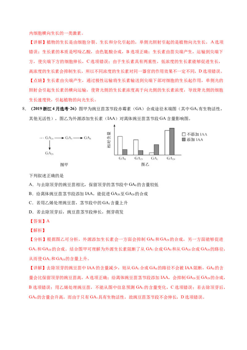 第九单元植物的激素调节（作业）_新高考复习资料_2022年新高考复习资料_2022届一轮复习讲练结合7.13更新_系列一_第九单元植物的激素调节
