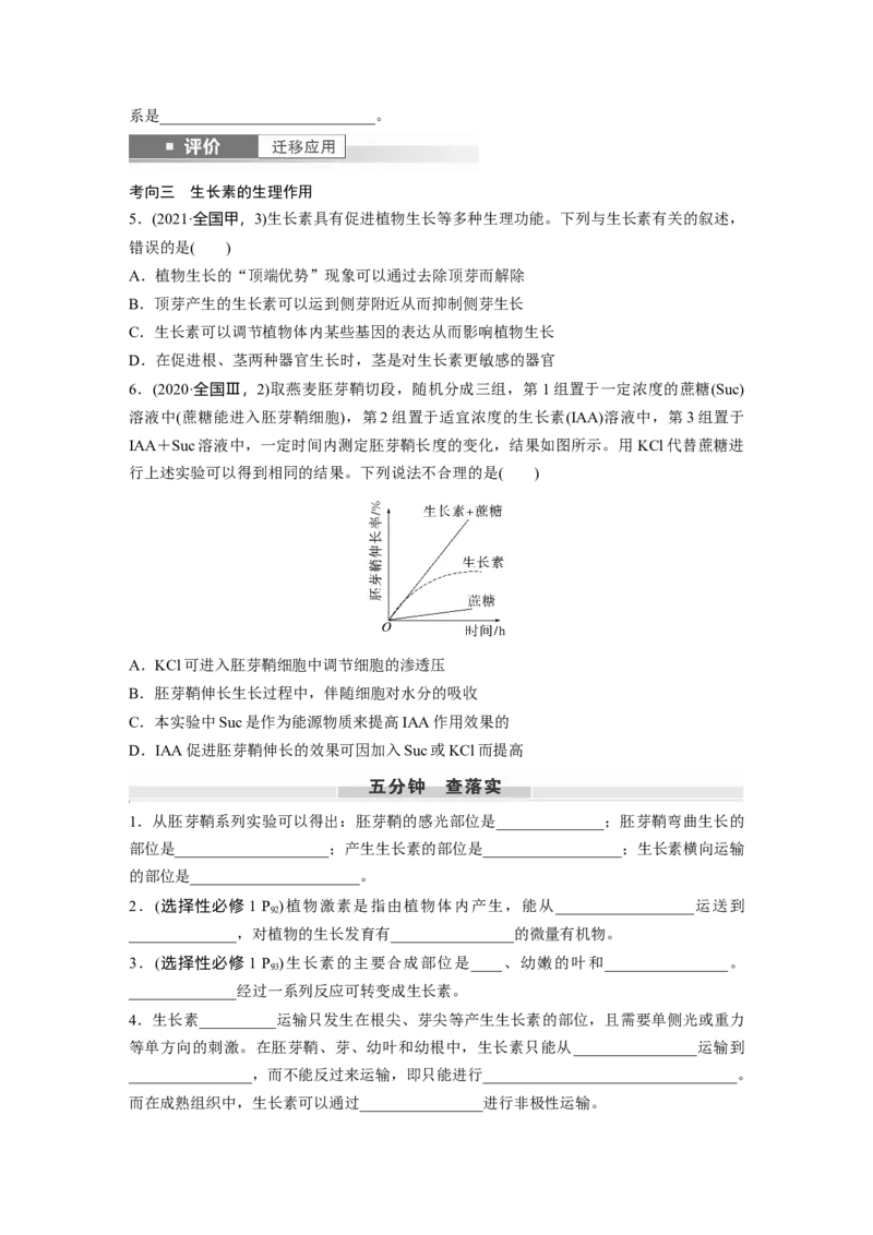 第八单元　第44课时　植物生长素_2025年新高考资料_一轮复习_2025大一轮复习讲义+课件（完结）_2025大一轮复习讲义生物学生用书Word版文档整书_2025大一轮复习讲义