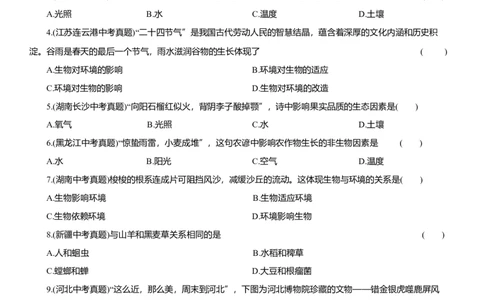 2026年中考生物复习专题练习：专题九生物与环境（含答案）_6生物中考复习_2026年中考复习（更新中）_2026年中考生物一轮复习专题练习（含答案）