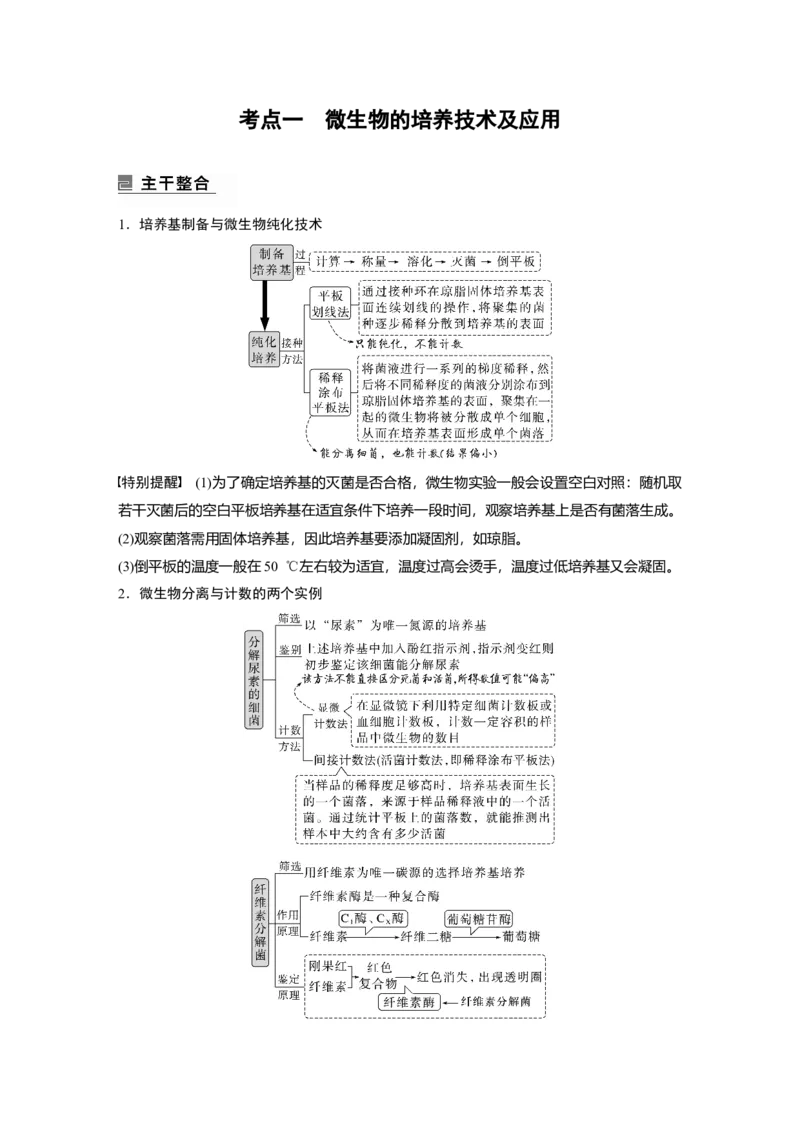 第一篇专题十考点一　微生物的培养技术及应用_通用版（老高考）复习资料_2023年复习资料_二轮复习_2023年高考生物二轮复习讲义+课件（全国版）_2023年高考生物二轮复习讲义（全国版）