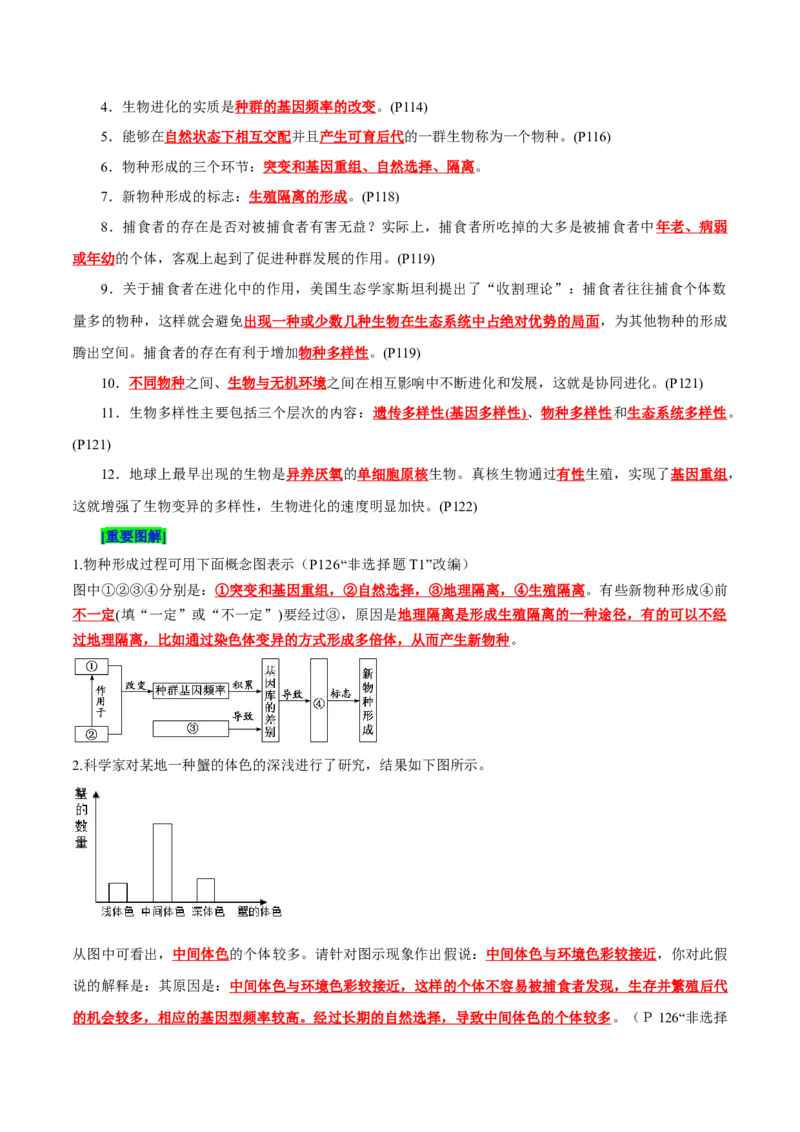 第6章生物的进化（背诵版）_2025年新高考资料_专项复习_晨读晚默备战2025年高考生物必背知识清单_第6章生物的进化-晨读晚默备战2025年高考生物必背知识清单