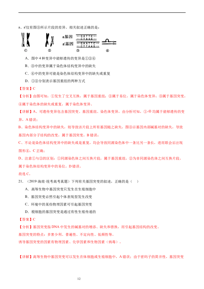 第七单元生物的变异与进化（测试）（解析版）_新高考复习资料_2024年新高考复习资料_一轮复习资料_完2024年高考生物一轮复习讲练测(课件+讲义+练习)（新高考）_单元测试