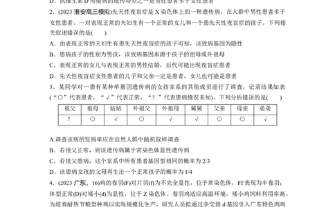 第五单元课时练28伴性遗传和人类遗传病_2025年新高考资料_一轮复习_2025大一轮复习讲义+课件（完结）_2025大一轮复习讲义生物学生用书Word版文档整书_2025一轮复习73练