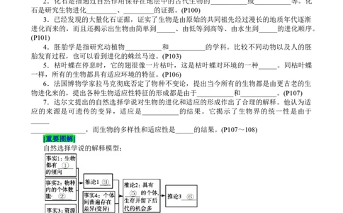 第6章生物的进化（填空版）_2025年新高考资料_专项复习_晨读晚默备战2025年高考生物必背知识清单_第6章生物的进化-晨读晚默备战2025年高考生物必背知识清单